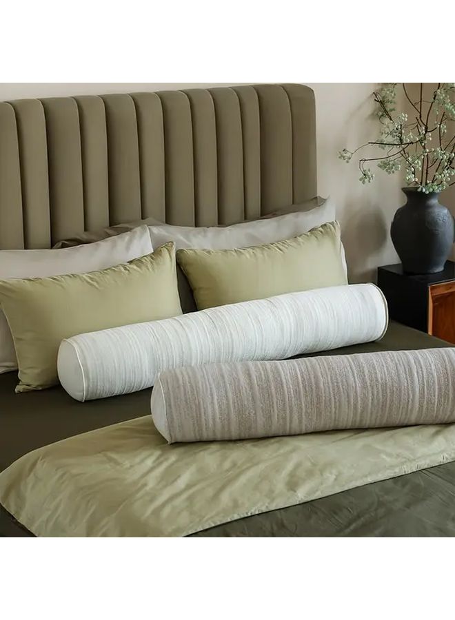 1pc French Style Soft Support Cylindrical Pillow Cover Hug Fled Beige L100 D7 87inch Machine Washable Zipper Closure Ergonomic Decorative Body Pillow Case Cushion Cover For Bedroom Living Room No Insert Included - Image 1