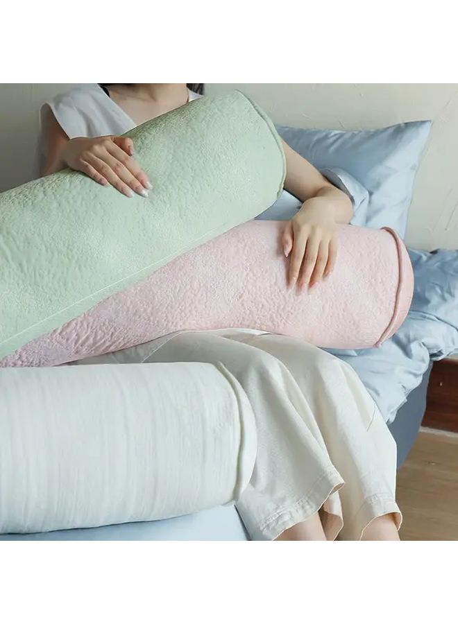 1pc French Style Soft Support Cylindrical Pillow Cover Hug Fled Beige L100 D7 87inch Machine Washable Zipper Closure Ergonomic Decorative Body Pillow Case Cushion Cover For Bedroom Living Room No Insert Included - Image 5