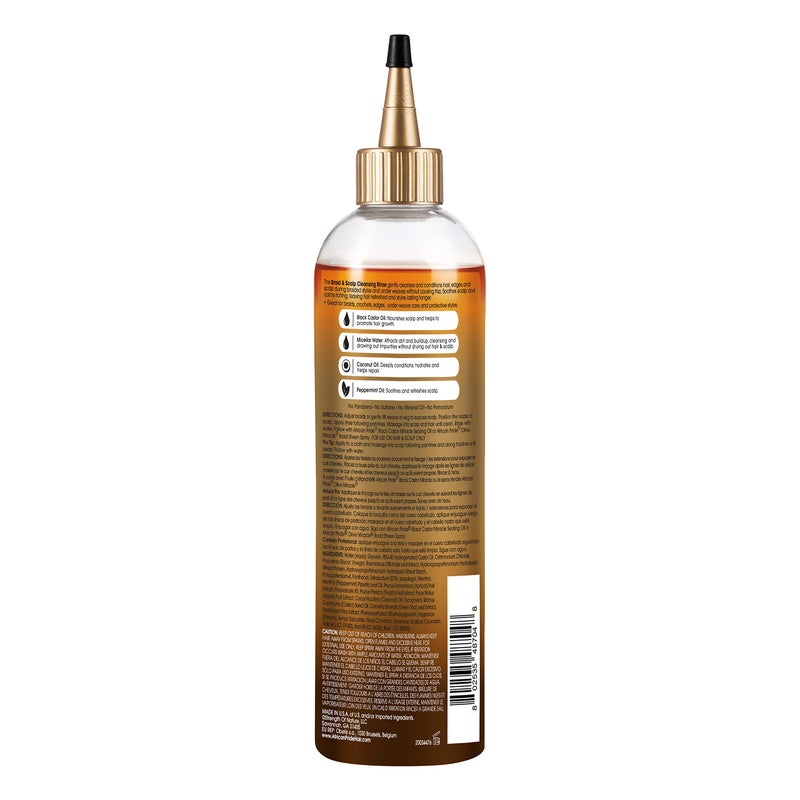African Pride Black Castor Miracle Braid & Scalp Cleansing Rinse - Removes Hair Build Up & Soothes Scalp, No Frizz, Contains Black Castor Oil, Micellar Water, Coconut Oil, Peppermint Oil, 12 oz - Image 2