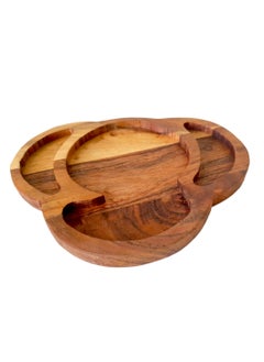The Earthy House Baby Toddler Plates | Acacia Wooden Plate | Acacia Dinner Plate | Eco Friendly | Wooden Dish | Kid’s Wooden Platter | Handcrafted | Elephant Kid's Plate - 20 x 20 cm
