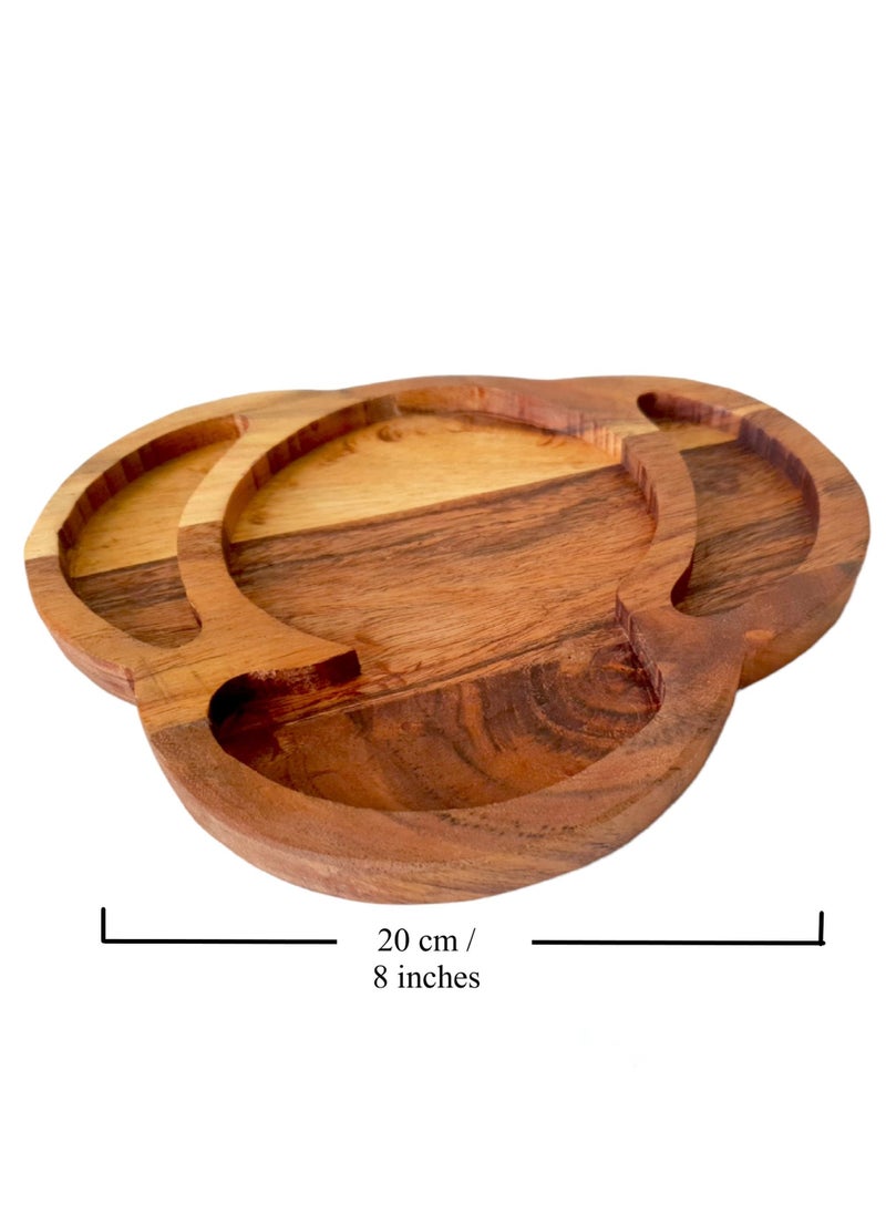 The Earthy House - The Earthy House Baby Toddler Plates | Acacia Wooden Plate | Acacia Dinner Plate | Eco Friendly | Wooden Dish | Kid’s Wooden Platter | Handcrafted | Elephant Kid's Plate - 20 x 20 cm - Image 1