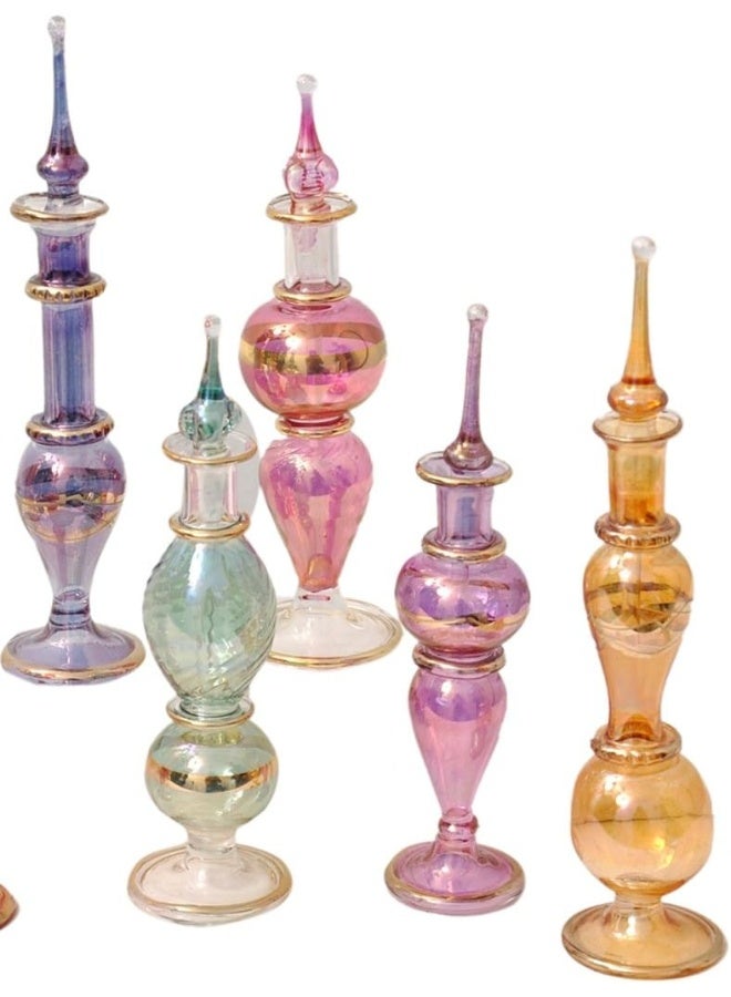 CraftsOfEgypt Egyptian perfume bottles, Perfume making kit, Decorative perfume bottles, Set of 5 Decorative Vials, Each 4" High (12cm), Assorted Colors - Image 2
