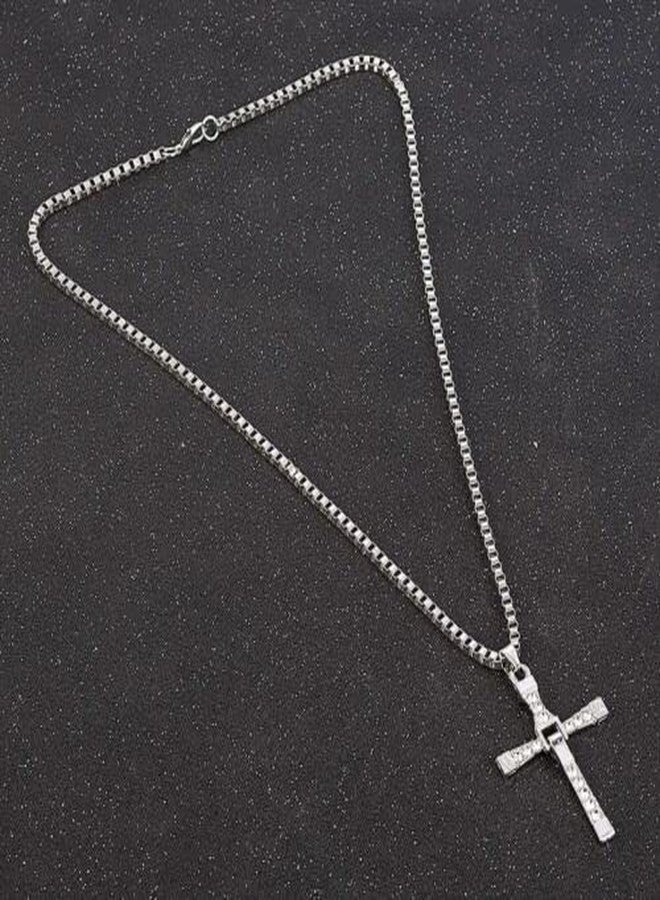 AutoTrends AUTO TRENDS Dominic Toretto Fast and Furious Cross Pendant Necklace Vin Diesel Necklace Men || Punk Pendant Necklace Box Chain for Men and Women || - Image 3