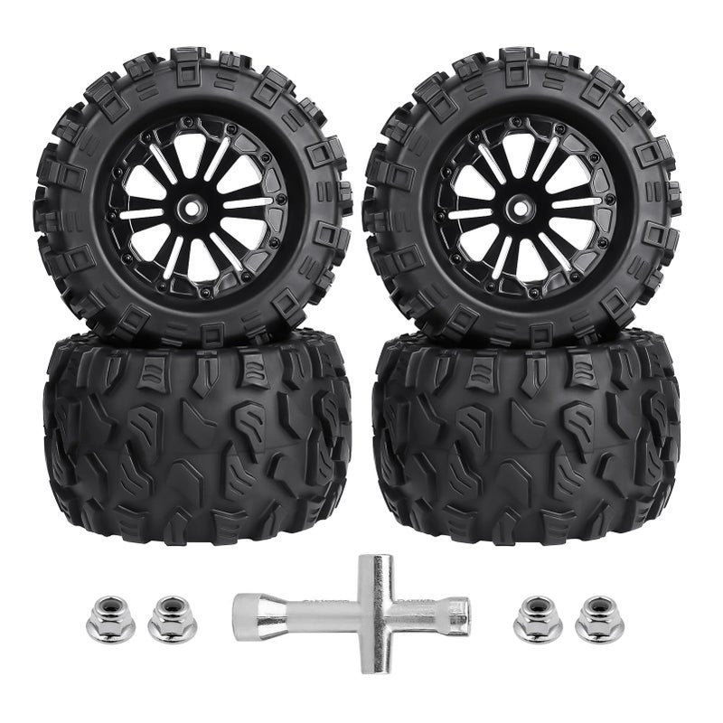 CrazyHobby 4Pcs 28 Preglued Mounted OD 125mm 110 RC Truck Tires and Wheels 12mm Hex Hubs for Traxxas Stampede Rustler VXL 4x4 2WD Redcat Volcano EPX Pro Exceed Infinitive - Image 2