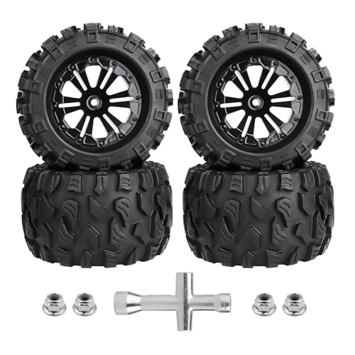 CrazyHobby 4Pcs 28 Preglued Mounted OD 125mm 110 RC Truck Tires and Wheels 12mm Hex Hubs for Traxxas Stampede Rustler VXL 4x4 2WD Redcat Volcano EPX Pro Exceed Infinitive - Image 1