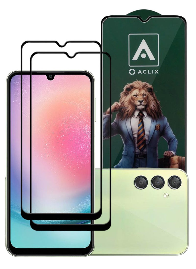 ACLIX 2 Pieces Antistatic ESD Dustproof Premium Quality High Definition Tempered Glass Screen Protector Designed For Samsung Galaxy A24 4G - Image 1