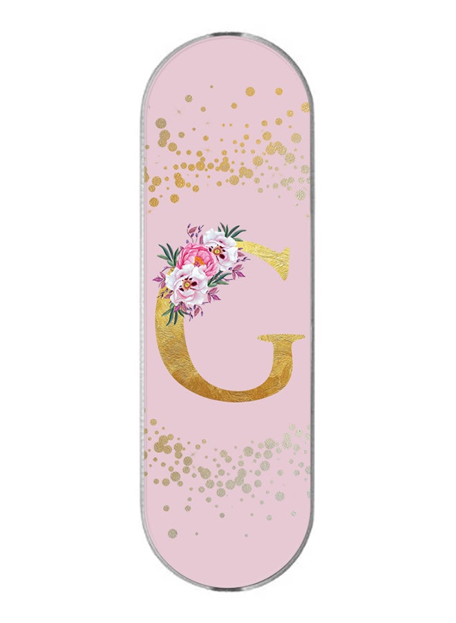 Stylizedd 3-In-1 Universal Mobile Phone Grip Holder- Custom Monogram Initial Letter Floral Pattern Alphabet - G (Pink)