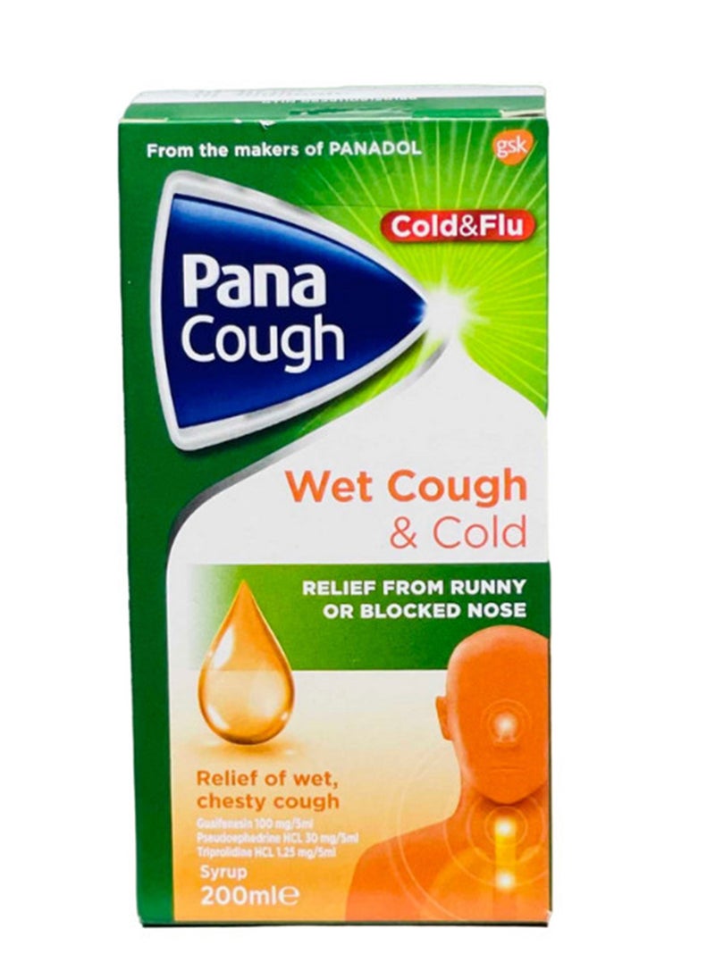gsk Pana Cough, Cold Flu, Wet Cough And Cold Syrup, 200 Ml  - Image 1