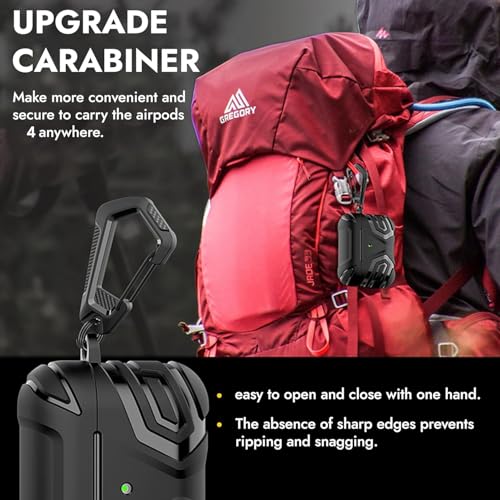 NEWTECHNO Compatible Case for AirPods 4, Military Grade Airpods 4th Generation Case,Hard Shell Full-Body Protective Case Cover with Lanyard (2024) Black - Image 5