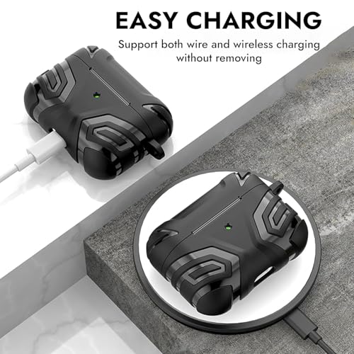 NEWTECHNO Compatible Case for AirPods 4, Military Grade Airpods 4th Generation Case,Hard Shell Full-Body Protective Case Cover with Lanyard (2024) Black - Image 4