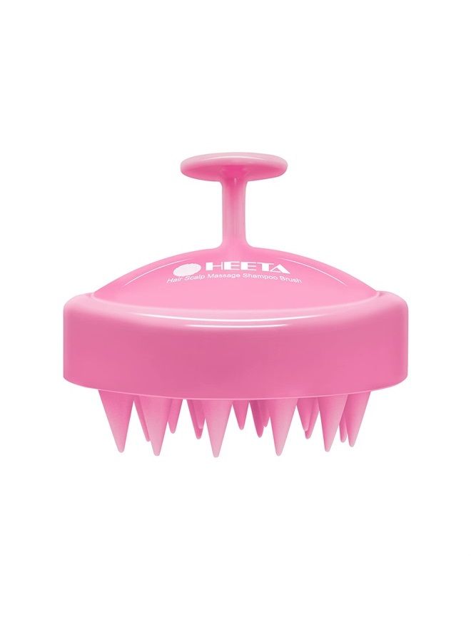 Heeta Hair Scalp Massager, Scalp Scrubber with Soft Silicone Bristles for Hair Growth & Dandruff Removal, Hair Shampoo Brush for Scalp Exfoliator, Pink - Image 1