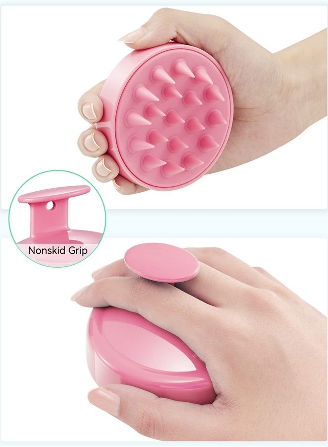 Heeta Hair Scalp Massager, Scalp Scrubber with Soft Silicone Bristles for Hair Growth & Dandruff Removal, Hair Shampoo Brush for Scalp Exfoliator, Pink - Image 2