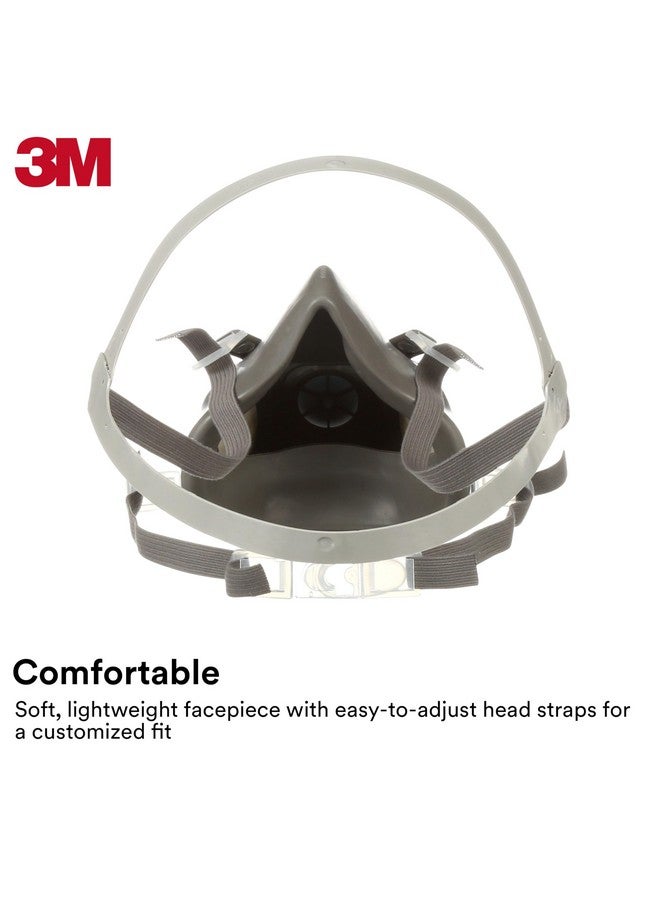 3M 3M Half Facepiece Reusable Respirator 6200, NIOSH, Four-Point Harness, Comfortable Fit, Dual Airline Supplied Air Compatible, Bayonet Connections, Painting, Sanding, Cleaning, Medium - Image 3