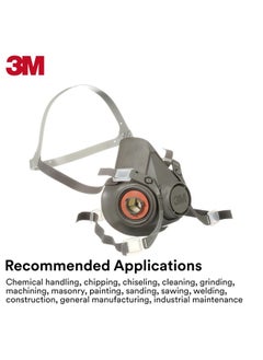 3M 3M Half Facepiece Reusable Respirator 6200, NIOSH, Four-Point Harness, Comfortable Fit, Dual Airline Supplied Air Compatible, Bayonet Connections, Painting, Sanding, Cleaning, Medium  - Image 5
