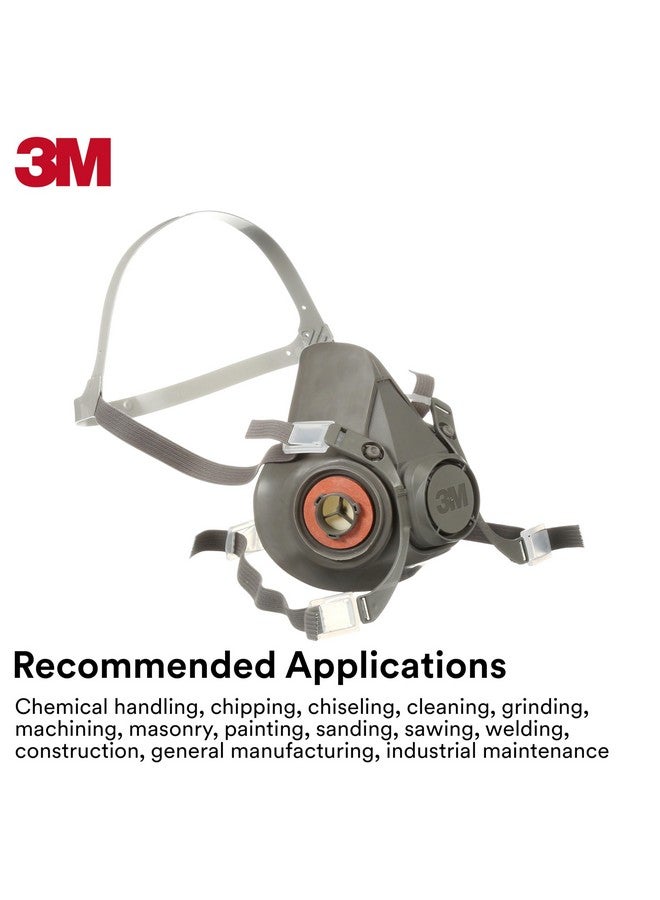 3M 3M Half Facepiece Reusable Respirator 6200, NIOSH, Four-Point Harness, Comfortable Fit, Dual Airline Supplied Air Compatible, Bayonet Connections, Painting, Sanding, Cleaning, Medium - Image 5