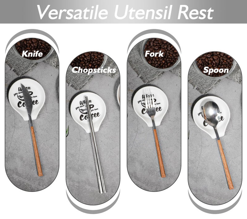 Koluti Silicone Coffee Spoon Rest, Small Spoon Stirrers Coffee Accessories Bar Station Decor, Cute Spoon Buddy Holder for Countertop, 3.6”L x 3.5”W x 0.6”H, White - Image 5