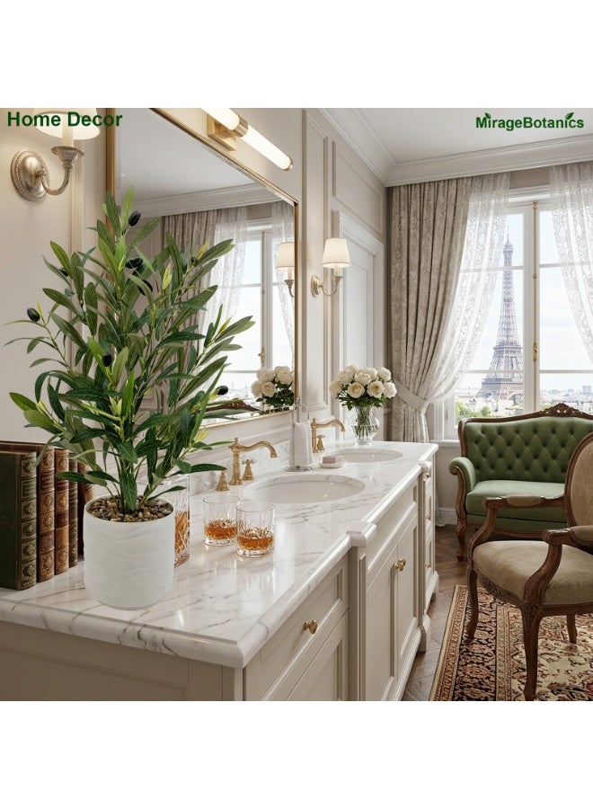 55cm Artificial Olive Trees Indoor,Faux Olive Tree with White Planter Pot,Artificial Plants Lifelike Fruits for Indoor Outdoor Office MeetingRoom Living Room, Patio Home Decor