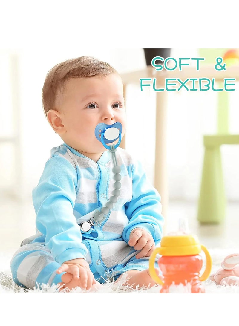 Bebiland One Piece Design Pacifier Clip Holder with Clear Pacifier Box, Pacifier Clip for Baby Boys and Girls, Shower, Newborn Gift (White/ Grey) - Image 5