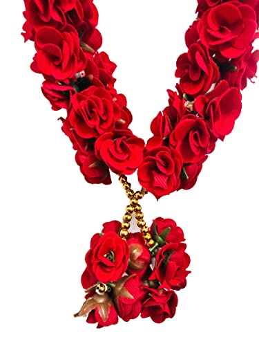3A FEATURETAIL Artificial Red Roses Garland, Fabric Phool Varmala, Mala for Photo Frame, Jaimala for Wedding (2 Pc Thin, Fabric Artificial), 30 Inches - Image 3