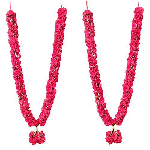 3A FEATURETAIL Artificial Red Roses Garland, Fabric Phool Varmala, Mala for Photo Frame, Jaimala for Wedding (2 Pc Thin, Fabric Artificial), 30 Inches - Image 1