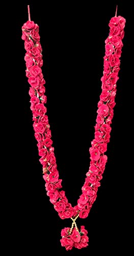 3A FEATURETAIL Artificial Red Roses Garland, Fabric Phool Varmala, Mala for Photo Frame, Jaimala for Wedding (2 Pc Thin, Fabric Artificial), 30 Inches - Image 2