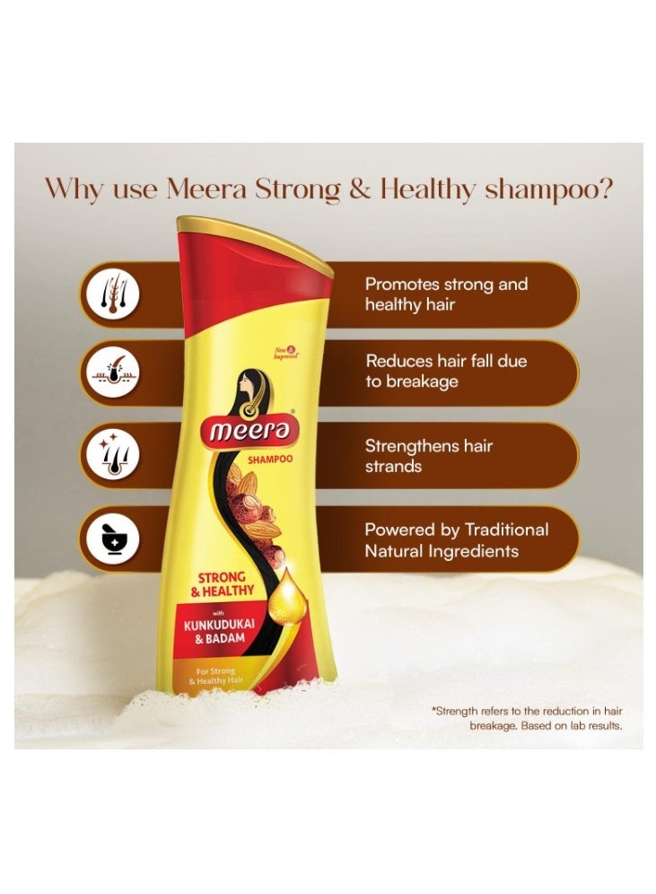 Meera Strong & Healthy Shampoo 180ml – With Kunkudukai & Badam for Strong, Nourished & Shiny Hair - Image 3