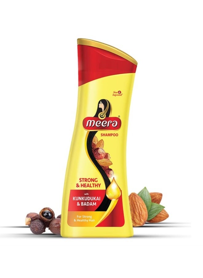 Meera Strong & Healthy Shampoo 180ml – With Kunkudukai & Badam for Strong, Nourished & Shiny Hair - Image 1