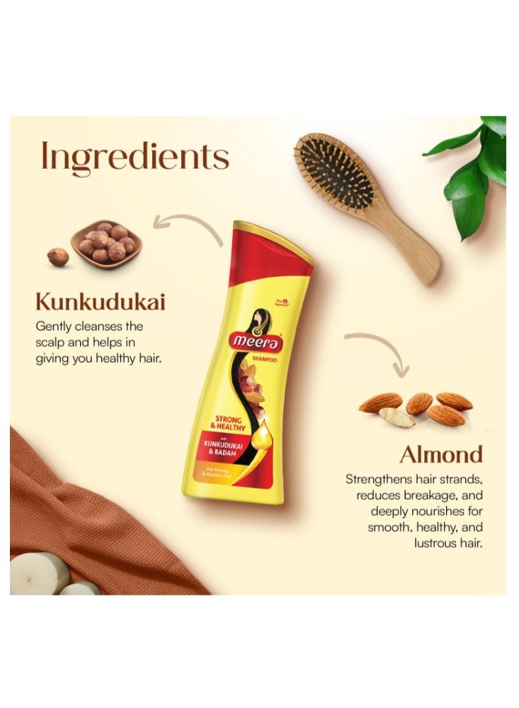 Meera Strong & Healthy Shampoo 180ml – With Kunkudukai & Badam for Strong, Nourished & Shiny Hair - Image 2
