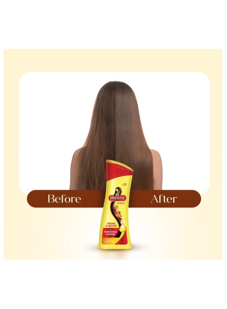 Meera Strong & Healthy Shampoo 180ml – With Kunkudukai & Badam for Strong, Nourished & Shiny Hair - Image 4