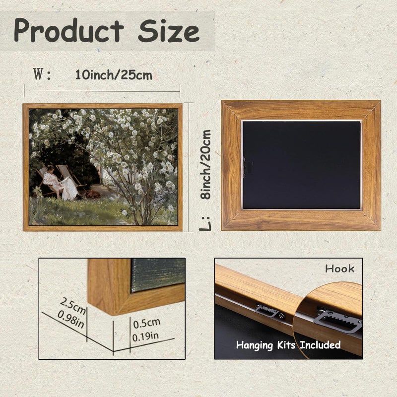 KBKBART مؤطرة القماش القماش الجدار الرجعية الفرنسية الريف حديقة النساء زهرة الطلاء الكلاسيكي غرفة نوم طباعة ريفي خمر جدار ديكور جاهز للتعليق للحمام غرفة المعيشة مكتب - Image 4