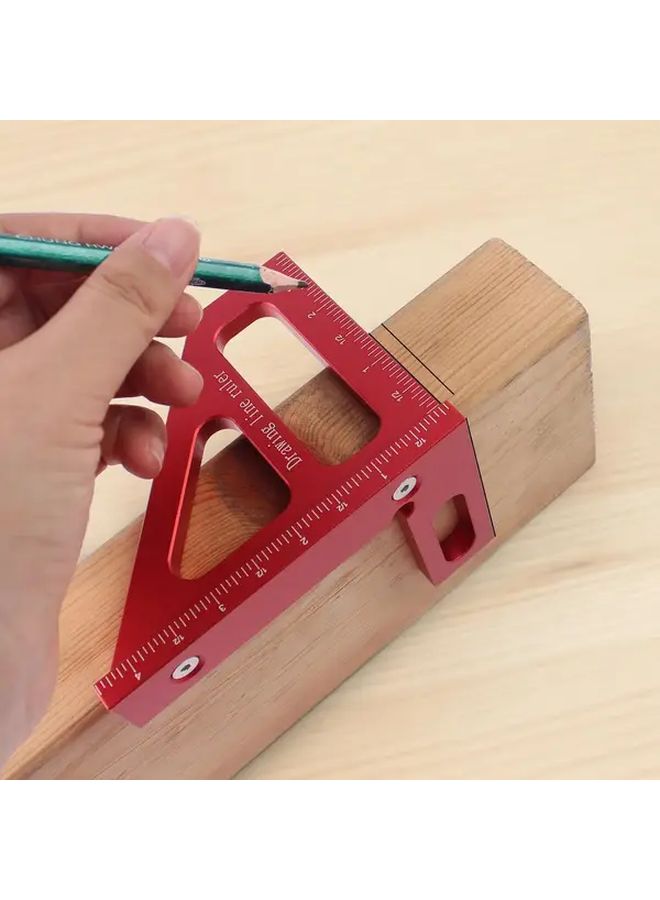 3D Multi Angle Measuring Scale 45 90 Degree Aluminum Alloy Woodworking Square Beveling Ruler Red Feet Inches High Precision Layout Tool - Image 5