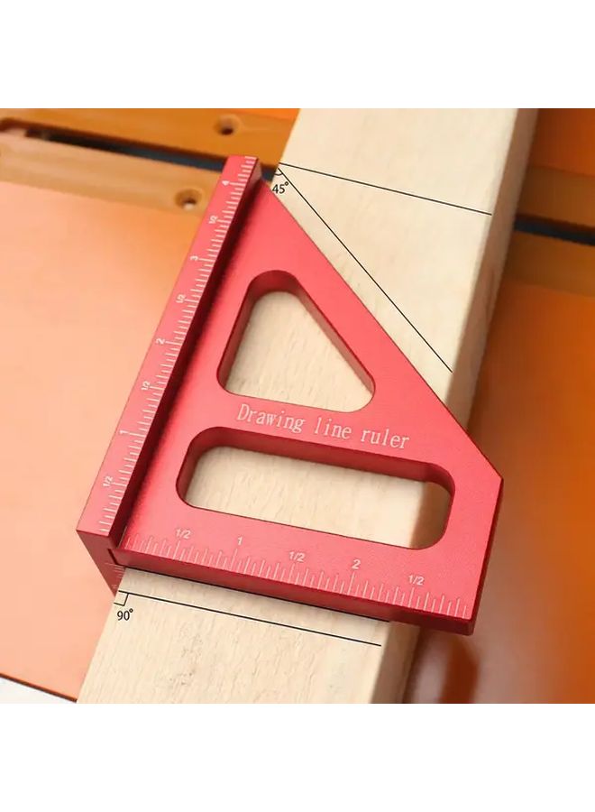 3D Multi Angle Measuring Scale 45 90 Degree Aluminum Alloy Woodworking Square Beveling Ruler Red Feet Inches High Precision Layout Tool - Image 4