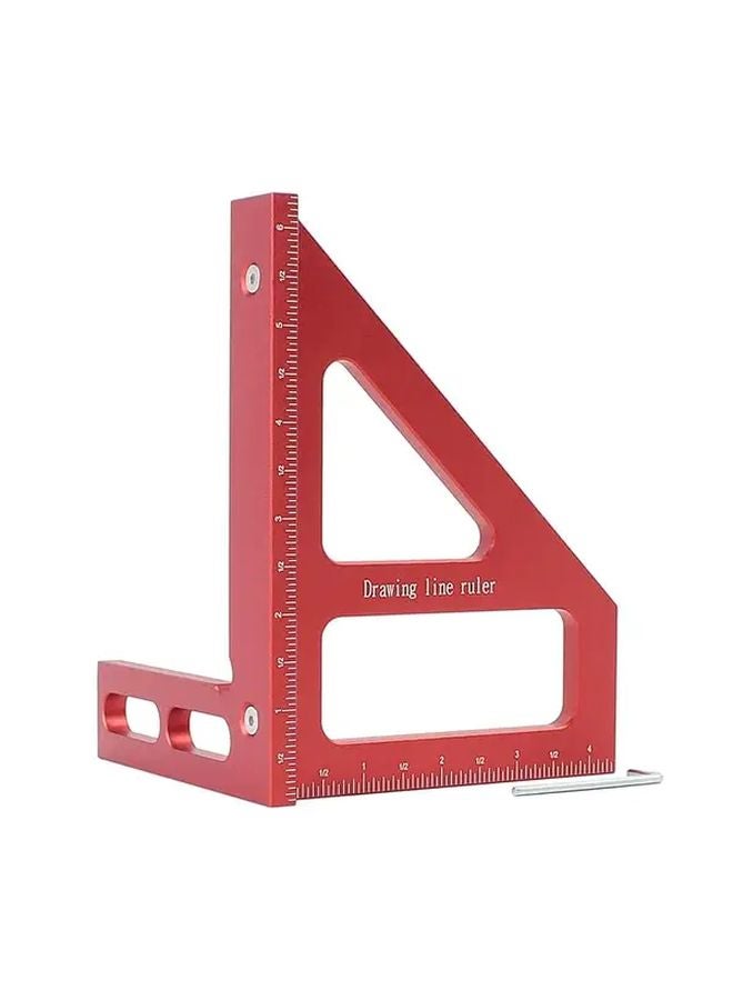 3D Multi Angle Measuring Scale 45 90 Degree Aluminum Alloy Woodworking Square Beveling Ruler Red Feet Inches High Precision Layout Tool - Image 1