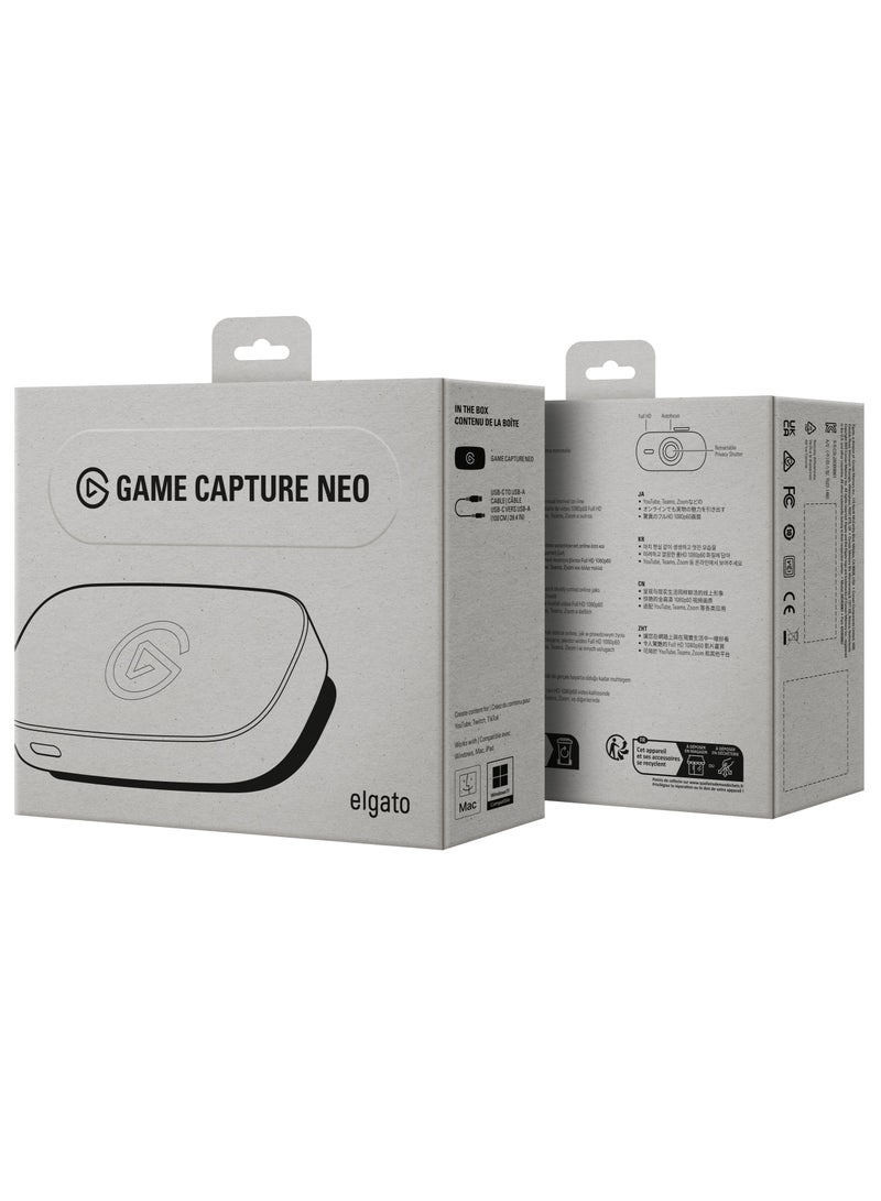 Elgato Game Capture Neo – USB Portable Capture Card 4K60 HDR Passthrough, 1080p60 Video Recording – For PS5|Xbox|Nintendo Switch 2 - OBS, Quicktime and more - Plug & Play|Works on Laptop|PC|Mac|iPad - Image 1