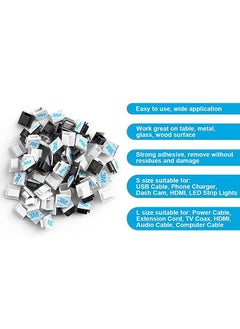 100 PCS Adhesive Cable Clips (Large, White&Black), Upgraded Wall