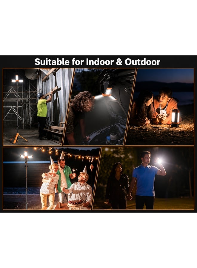 DEXO 10000mAh Outdoor LED Desert Camping Light with Stand | 10000 Lumen Dimmable Cordless Lamp | 3 Adjustable LED Heads | Telescopic Design with 79" Detachable Tripod | Portable for Camping & Outdoor Use - Image 5