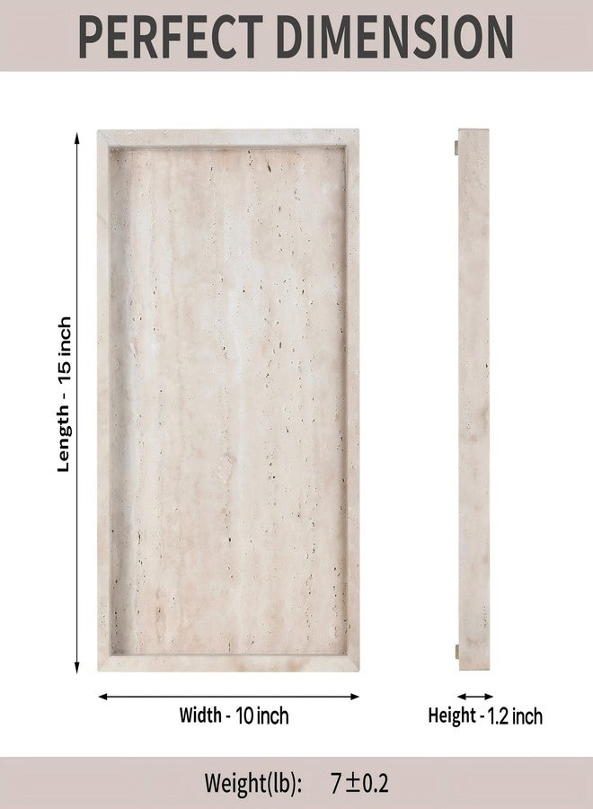 BUICCE Rectangular Decorative Serving Tray,Modern Travertine Large Coffee Table Tray - Image 2