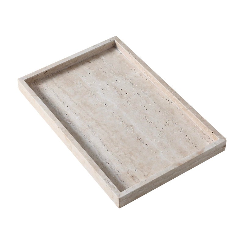 BUICCE Rectangular Decorative Serving Tray,Modern Travertine Large Coffee Table Tray - Image 1