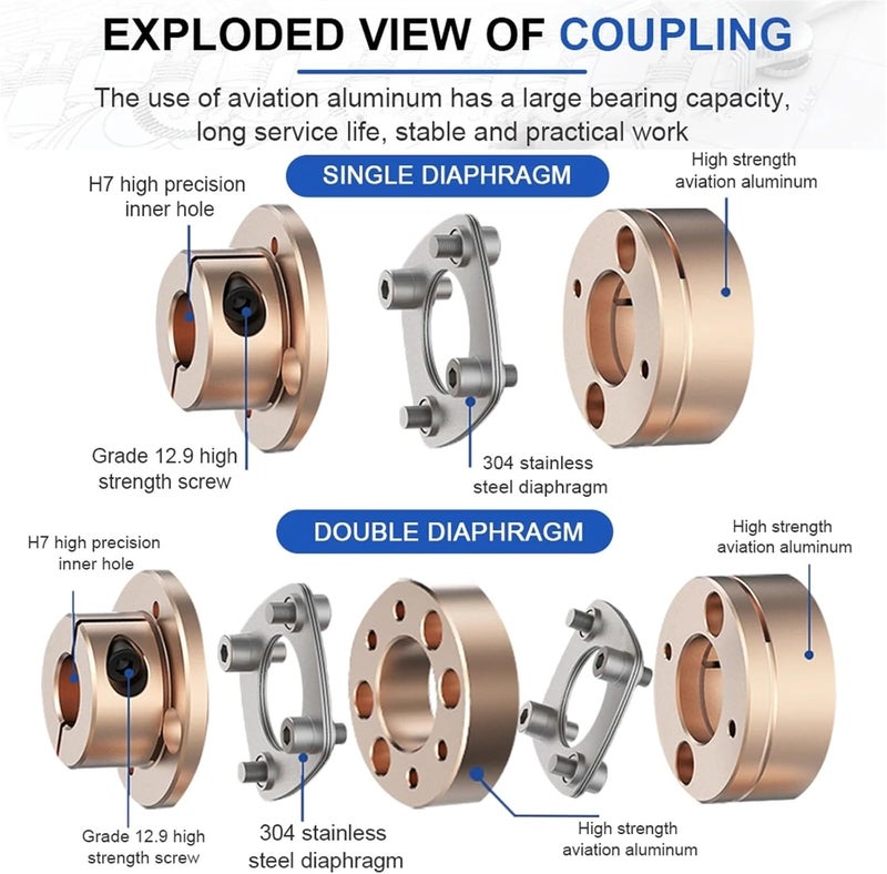 Flange Coupling LED D26L26/35 Flexible Motor Shaft Coupler Aluminium Diaphragms Universal Joint for 3D Printer Cardan Rc(LED1-B-D26L26-4X8) - Image 4