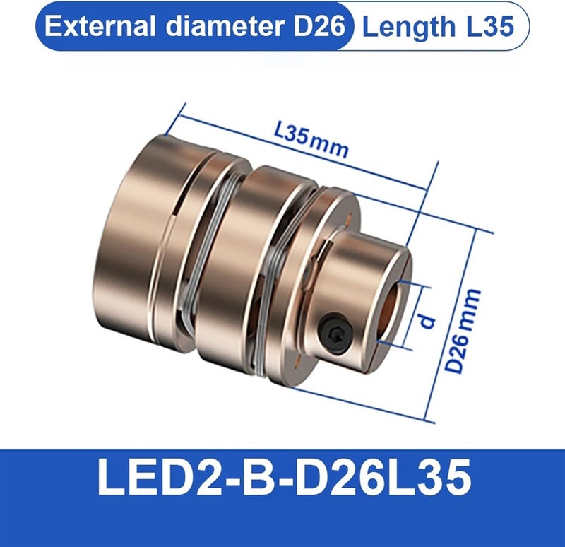 Flange Coupling LED D26L26/35 Flexible Motor Shaft Coupler Aluminium Diaphragms Universal Joint for 3D Printer Cardan Rc(LED1-B-D26L26-4X8) - Image 5