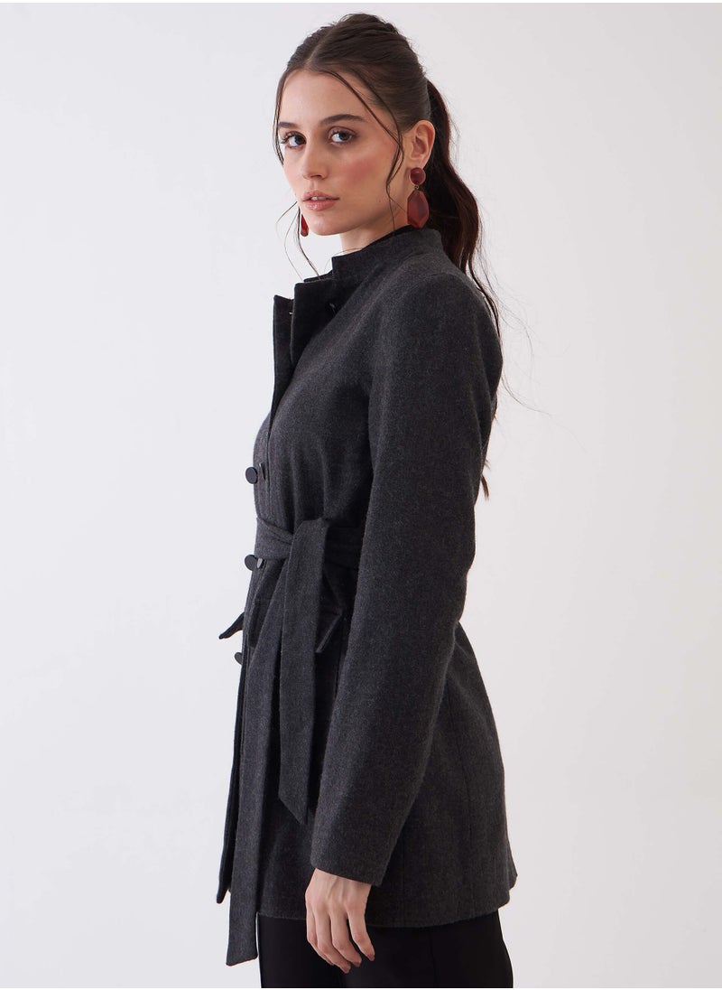 Salt Attire Women's Belted Blazer with Button Embellishments - Stylish Tailored Fit, Elegant Office & Formal Wear, Long-Sleeve Design, Comfortable & Versatile Statement Jacket  - Image 3