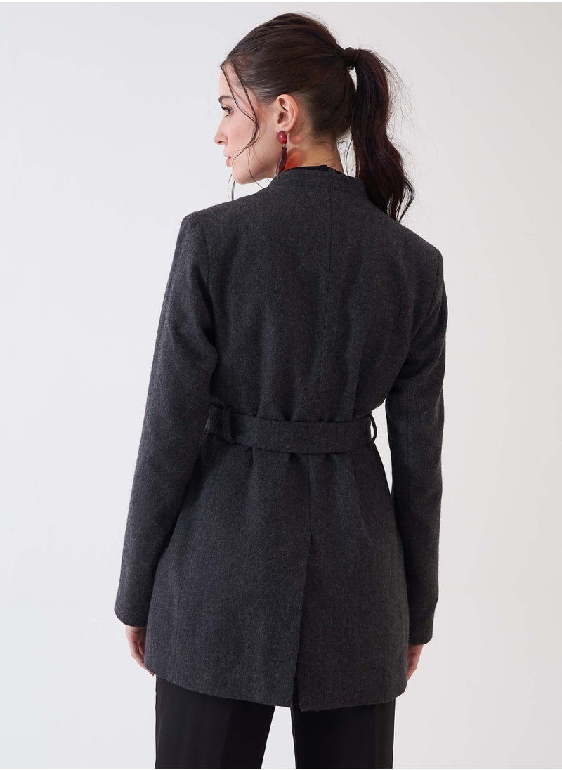 Salt Attire Women's Belted Blazer with Button Embellishments - Stylish Tailored Fit, Elegant Office & Formal Wear, Long-Sleeve Design, Comfortable & Versatile Statement Jacket  - Image 4