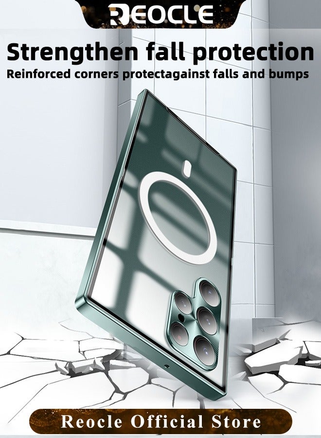 ريوكل غطاء هاتف سامسونغ S23Ultra جراب معدني مقاوم للسقوط، حافظة هاتف شفافة غير لامعة حافظة رقيقة للغاية مقاومة للخدش بطلاء واقي بالكامل مع وظيفة مغناطيسية وواقي عدسة الكاميرا - Image 5