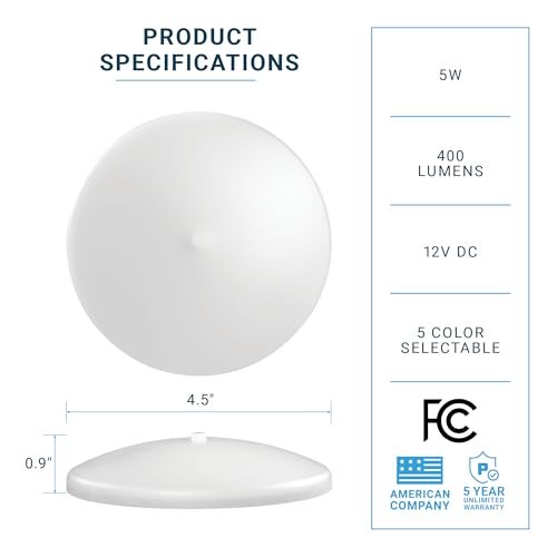 Parmida LED Technologies PARMIDA (12 Pack) LED RV Dome Ceiling Lights 5CCT, On/Off Switch, Dimmable, Surface Mount Interior Puck Light, Slim Motorhome, Trailer, Camper Lighting, 5W, 27/3/35/4/5/6K, Damp Location, 4.5 Inch - Image 2