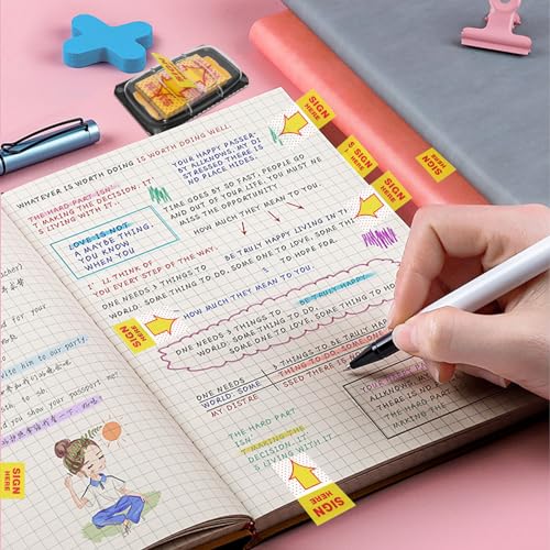 Quxddy 300Pcs Sign Here Tabs Stickers Sign Here Post Its Flags Tabs Flags Arrow Sticky Notes Page Markers Tabs Notary Supplies for Office School Notebook Note Book Notarization (300) - Image 5