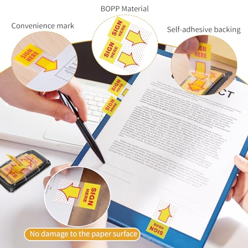 Quxddy 300Pcs Sign Here Tabs Stickers Sign Here Post Its Flags Tabs Flags Arrow Sticky Notes Page Markers Tabs Notary Supplies for Office School Notebook Note Book Notarization (300) - Image 3