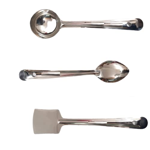 RSPTJM Spatulas 6 Piece Stainless Steel Serving Tools for Kitchen Serving Spoons Set for Dining with 6 Different pcs Big Spoon Skimmer Oval Spoon Ladle Flex Turner - Image 3