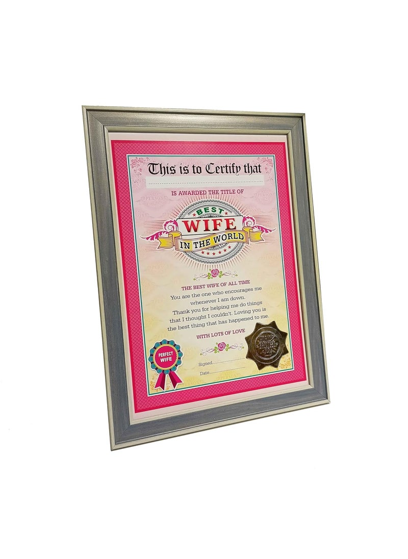 NorthLand Northland The World's Best Wife Framed Certificate for Wife - Unique Gifts for Wife (Size 13 x 9.5 in inches, Multicolour)  - Image 3