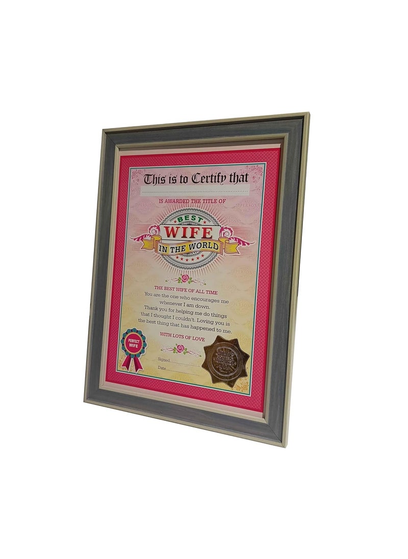 NorthLand Northland The World's Best Wife Framed Certificate for Wife - Unique Gifts for Wife (Size 13 x 9.5 in inches, Multicolour)  - Image 4