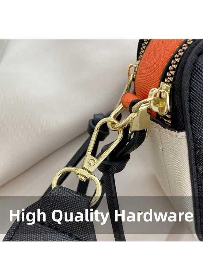 Women's Versatile PU Leather Shoulder Bag, Ladies Portable Camera Bag Crossbody Bag Sling Bag Side Bag Carry Bag, Retro Contrasting Small Square Bag Handbag Satchel Bags for Girls/College Students  - Image 5